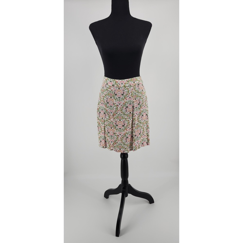 Loft Outlet Petite Floral Mini Skirt Pink Green Botanical A-Line Size 6P